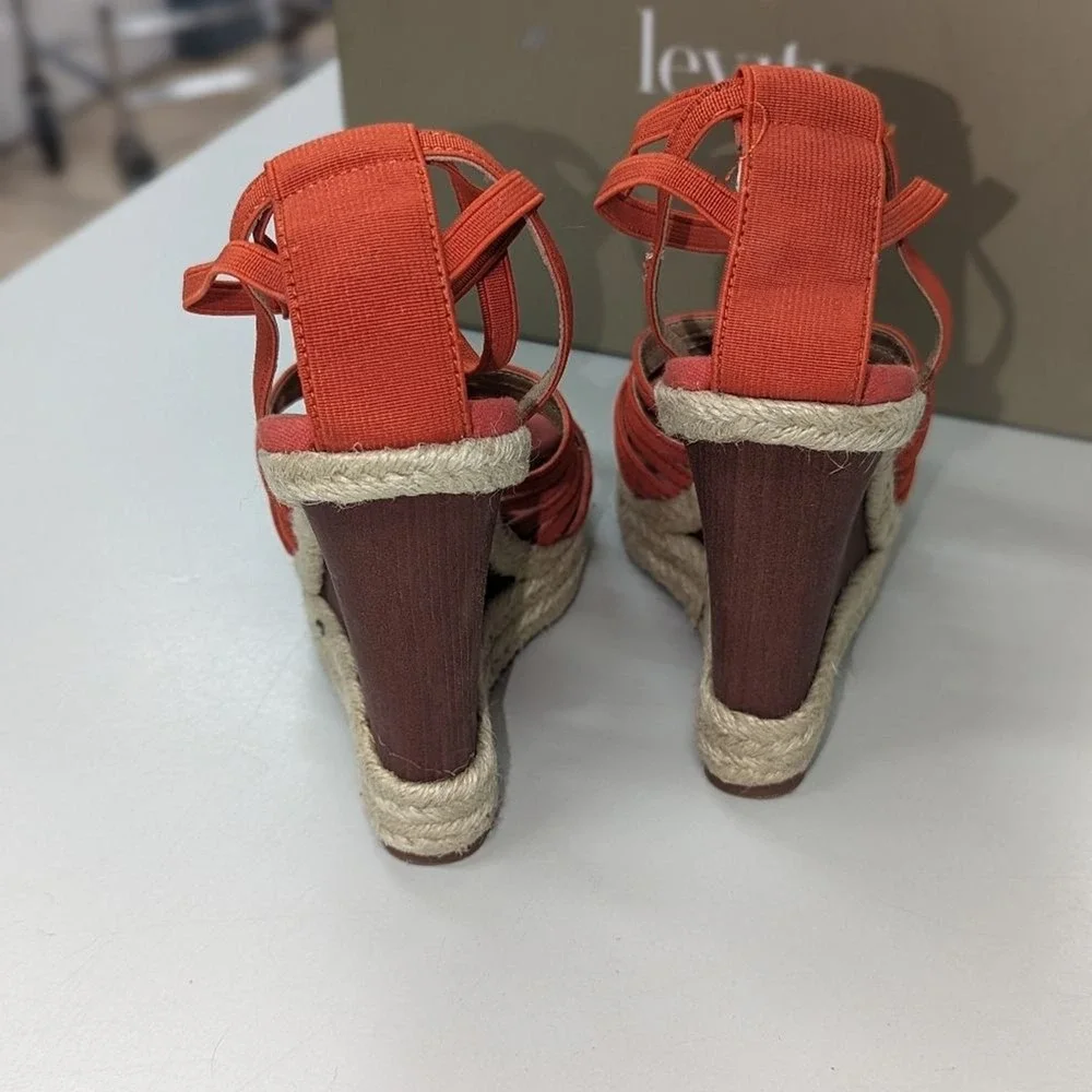 Boho Coastal Y2K‎ Resort Chich Orange Izzy Espadrille Wedge Sandals Levity 7M